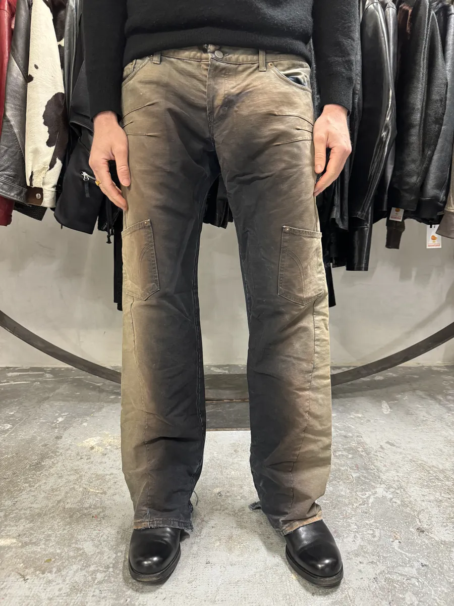 AW2003 Dolce & Gabbana Bleached Multi Pockets Beige/Dark Pants