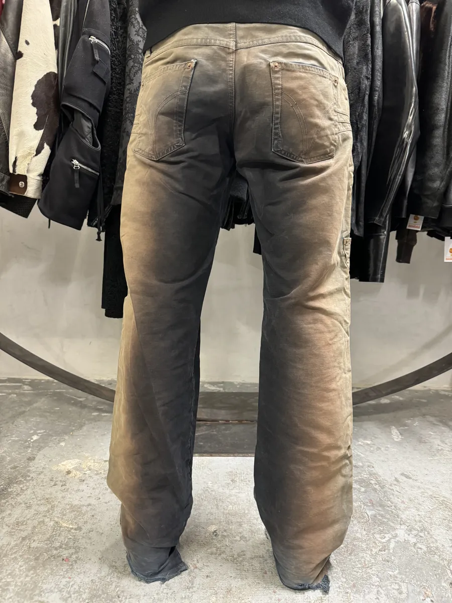 AW2003 Dolce & Gabbana Bleached Multi Pockets Beige/Dark Pants - Image 2