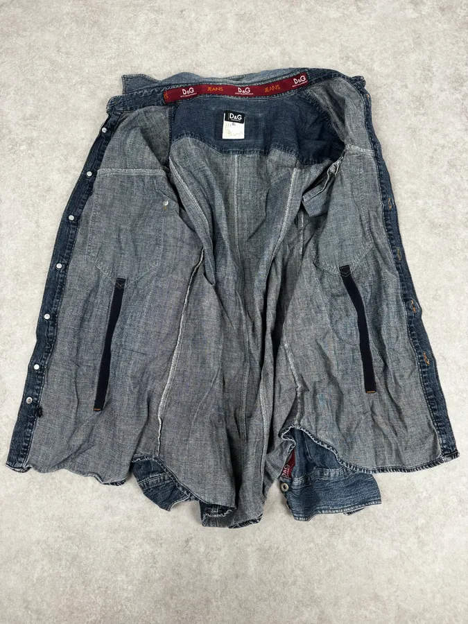 AW2003 Dolce & Gabbana Blue Cargo Denim Shirt - Image 7