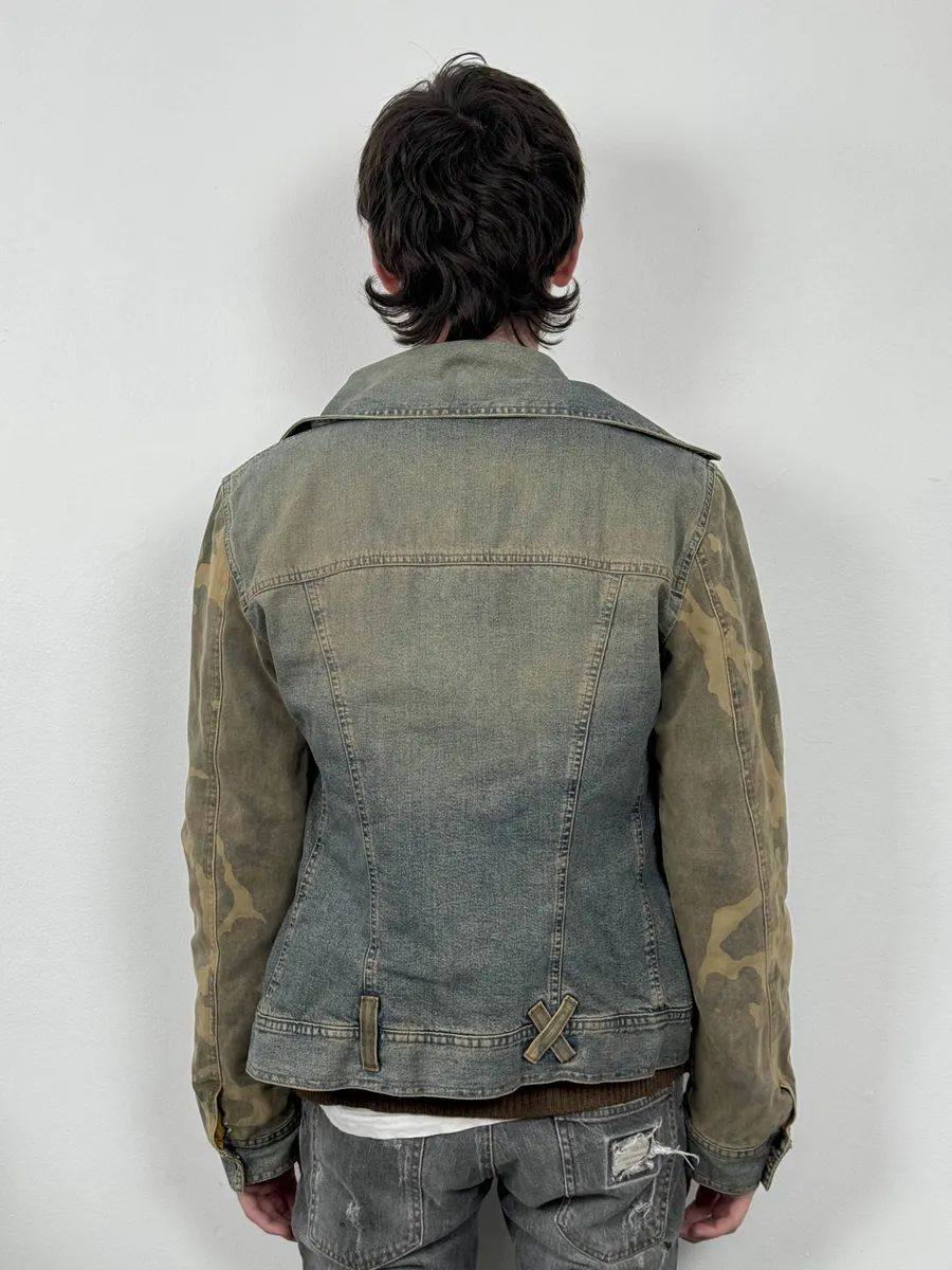 AW2003 Dolce & Gabbana Blue Denim Hybrid Camo Buttoned Jacket - Image 5