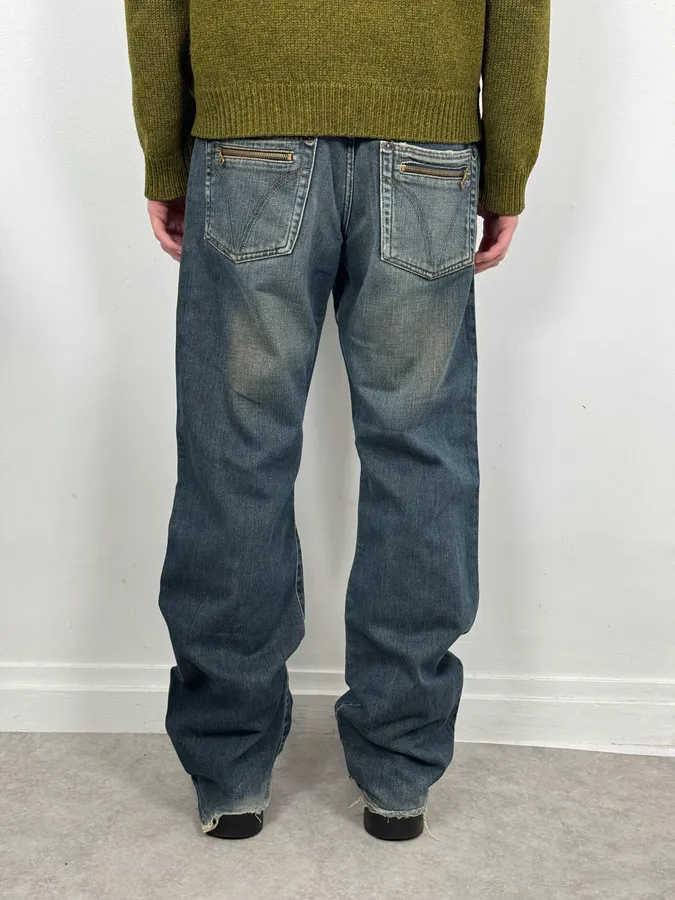 AW2003 Dolce & Gabbana Blue Faded Denim Jeans - Image 4