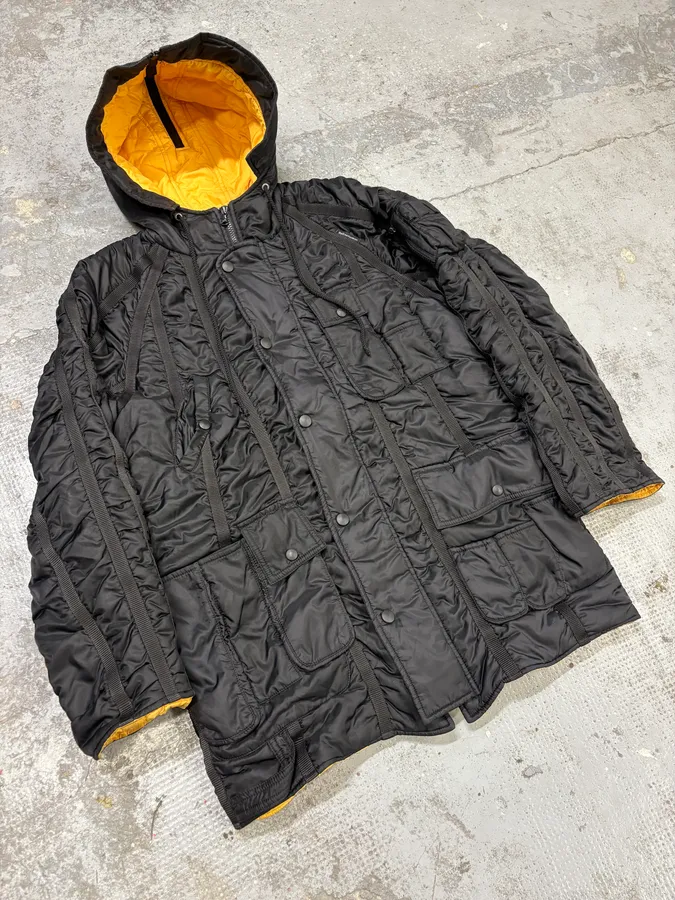 AW2003 Dolce & Gabbana Bondage Cargo Black Hooded Jacket - Image 4