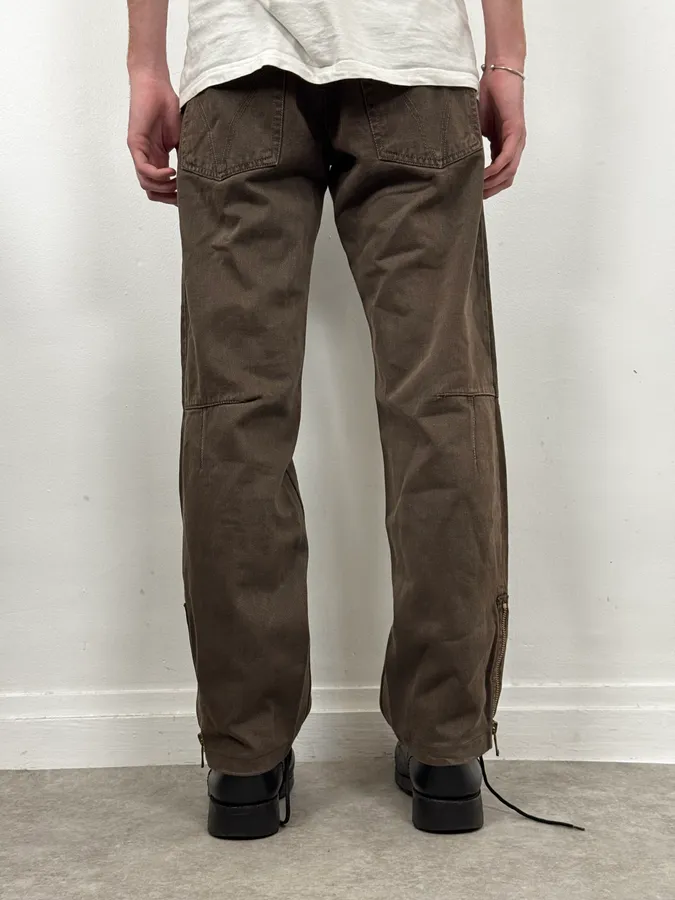 AW2003 Dolce & Gabbana Brown Detachable Waist Zip Pants - Image 4
