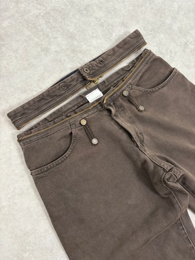 AW2003 Dolce & Gabbana Brown Detachable Waist Zip Pants - Image 7