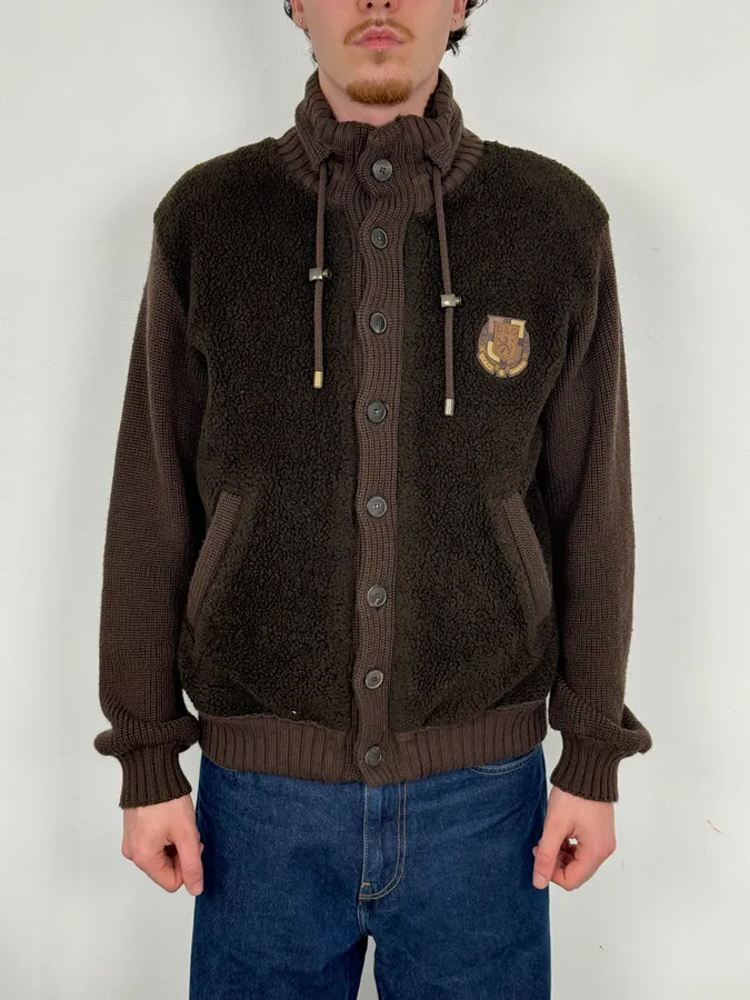 AW2003 Dolce & Gabbana Brown Wool Fleece Cardigan Jacket - Image 2