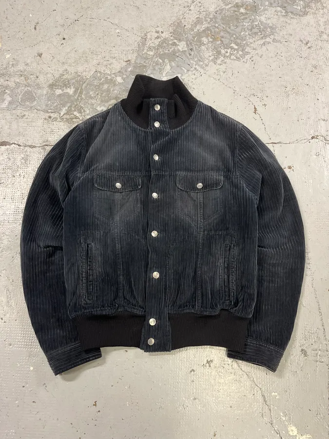 AW2003 Dolce & Gabbana Corduroy Buttoned Black Faded Jacket