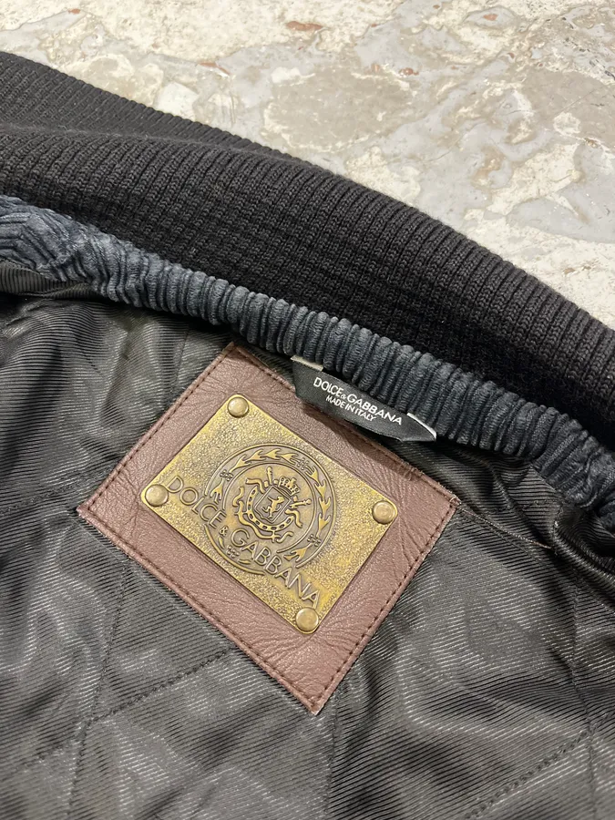 AW2003 Dolce & Gabbana Corduroy Buttoned Black Faded Jacket - Image 10