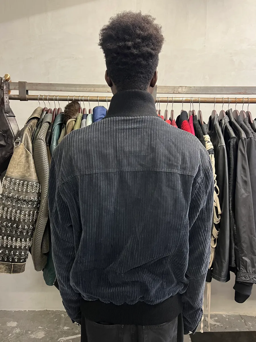 AW2003 Dolce & Gabbana Corduroy Buttoned Black Faded Jacket - Image 3