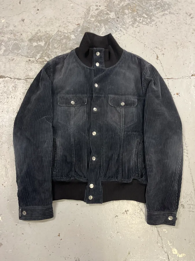 AW2003 Dolce & Gabbana Corduroy Buttoned Black Faded Jacket - Image 4