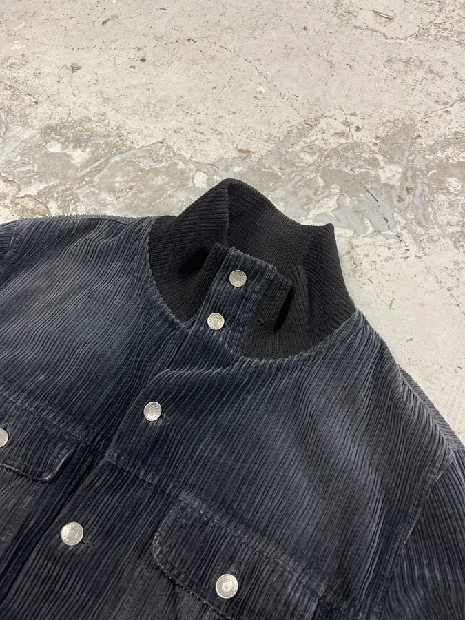 AW2003 Dolce & Gabbana Corduroy Buttoned Black Faded Jacket - Image 5