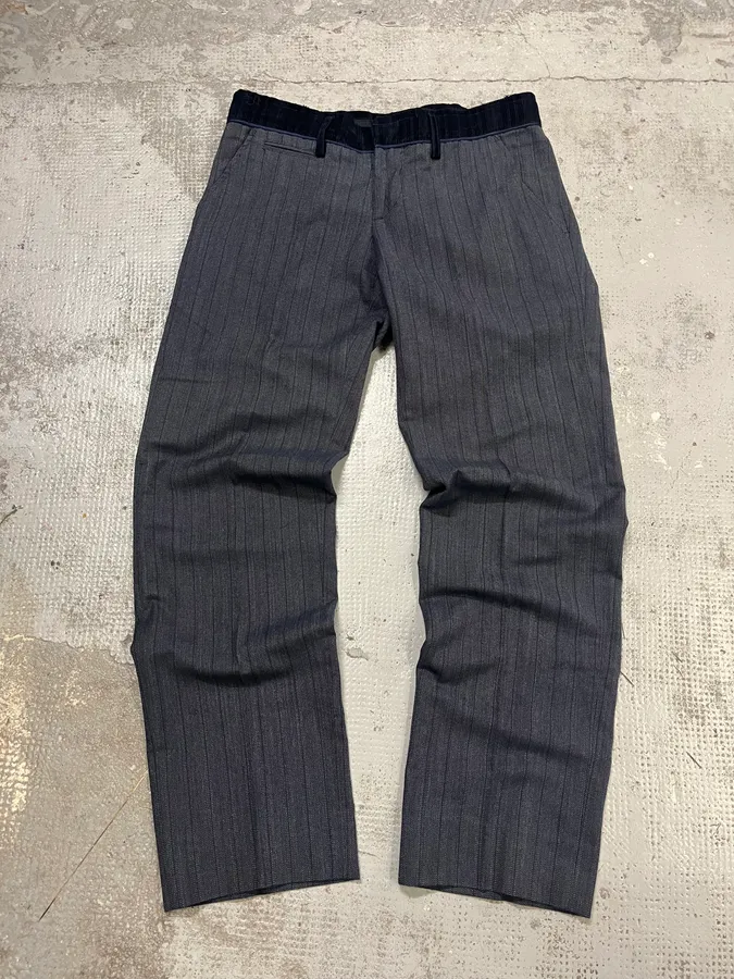 AW2003 Dolce & Gabbana Corduroy Waistband Grey Tailored Pants
