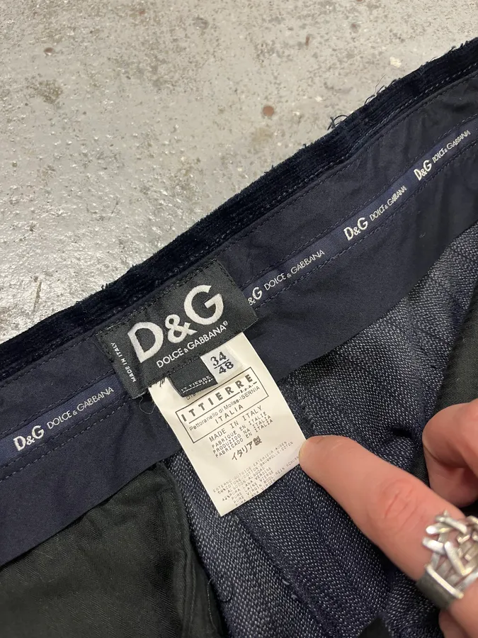 AW2003 Dolce & Gabbana Corduroy Waistband Grey Tailored Pants - Image 12