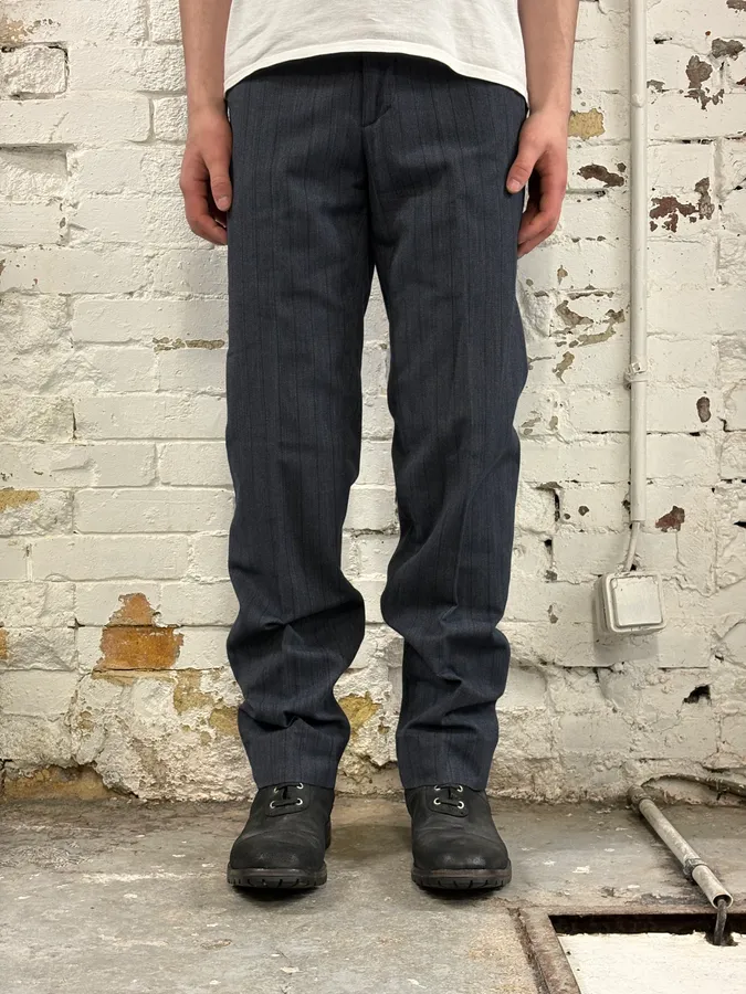 AW2003 Dolce & Gabbana Corduroy Waistband Grey Tailored Pants - Image 2