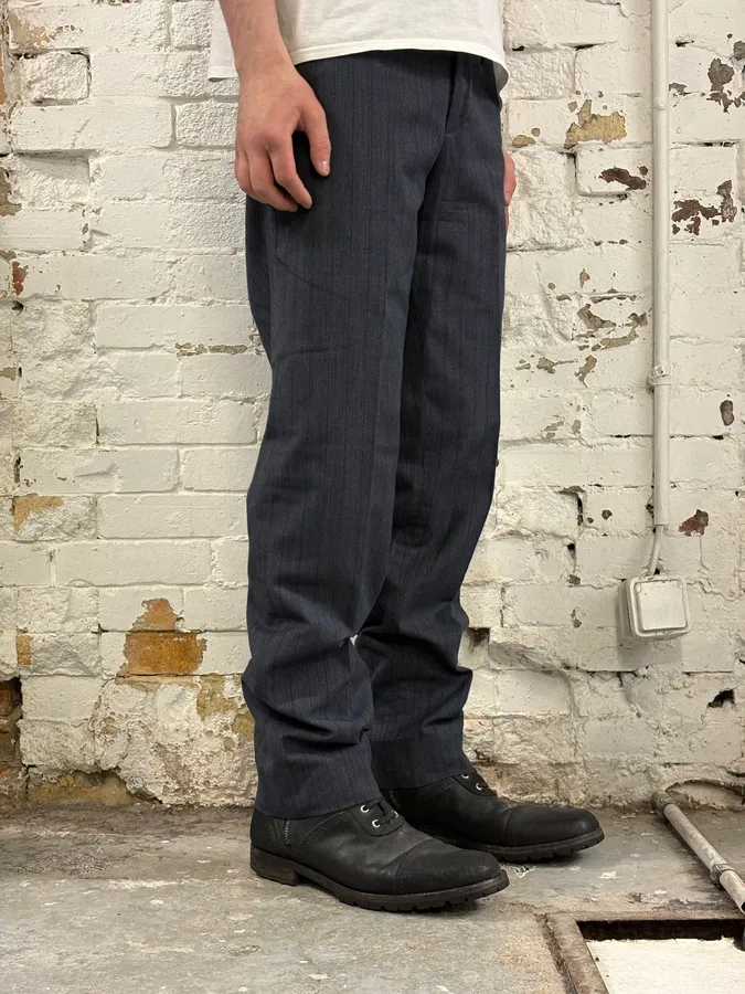 AW2003 Dolce & Gabbana Corduroy Waistband Grey Tailored Pants - Image 3