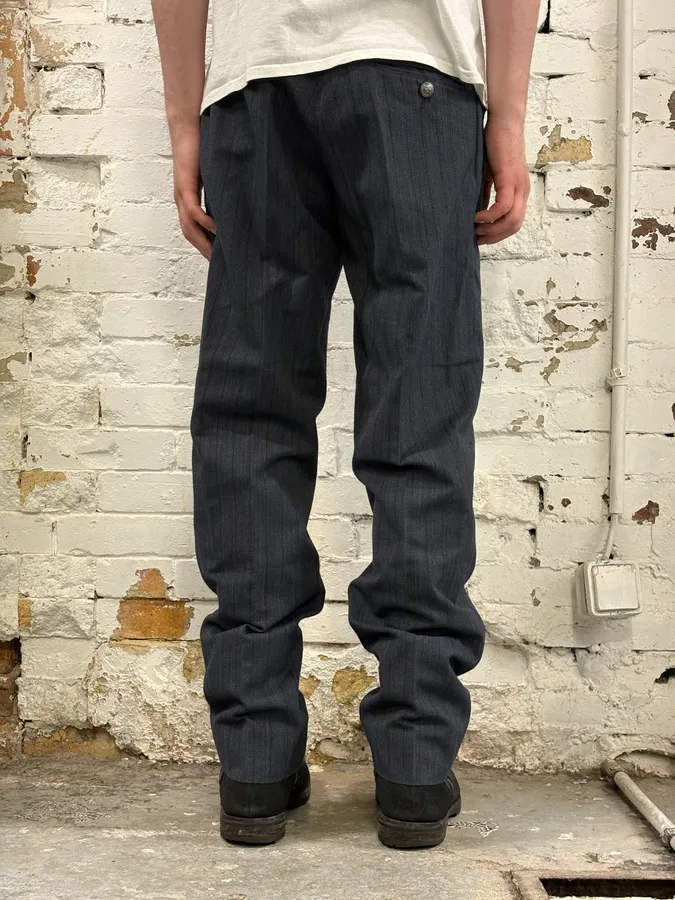 AW2003 Dolce & Gabbana Corduroy Waistband Grey Tailored Pants - Image 4