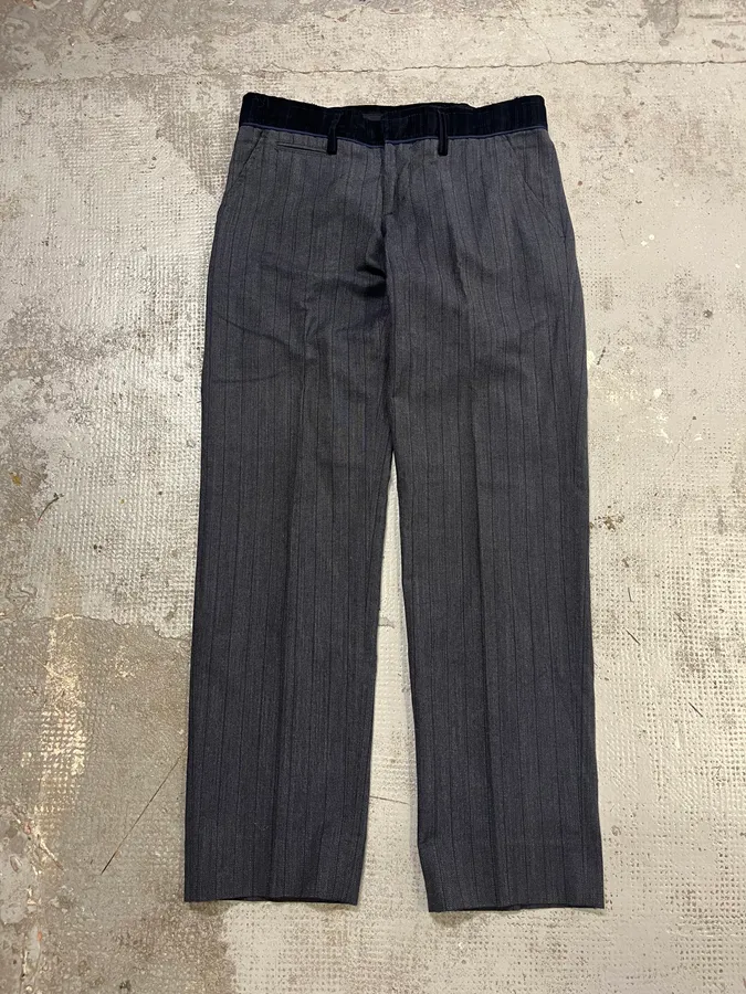 AW2003 Dolce & Gabbana Corduroy Waistband Grey Tailored Pants - Image 5