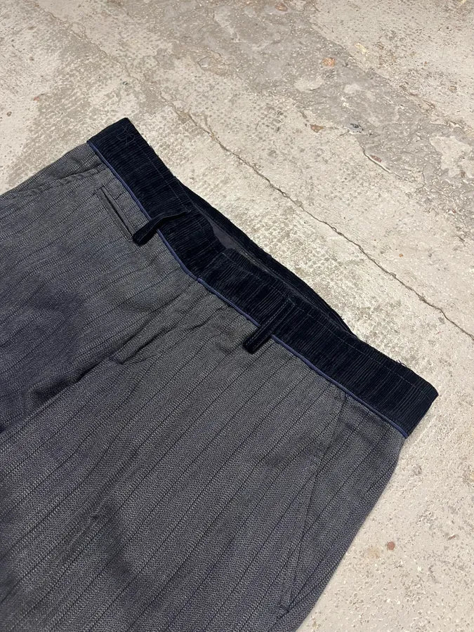 AW2003 Dolce & Gabbana Corduroy Waistband Grey Tailored Pants - Image 6