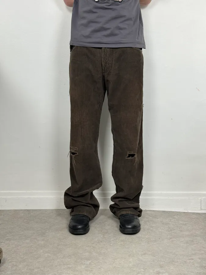 AW2003 Dolce & Gabbana Cozy Large Brown Velvet Pants - Image 2