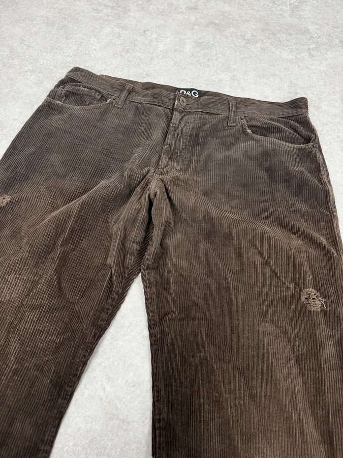 AW2003 Dolce & Gabbana Cozy Large Brown Velvet Pants - Image 6