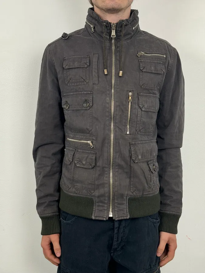 AW2003 Dolce & Gabbana Dark Grey Multi-Pocket Utility Jacket - Image 2