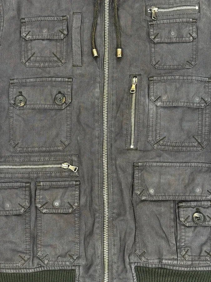 AW2003 Dolce & Gabbana Dark Grey Multi-Pocket Utility Jacket - Image 9