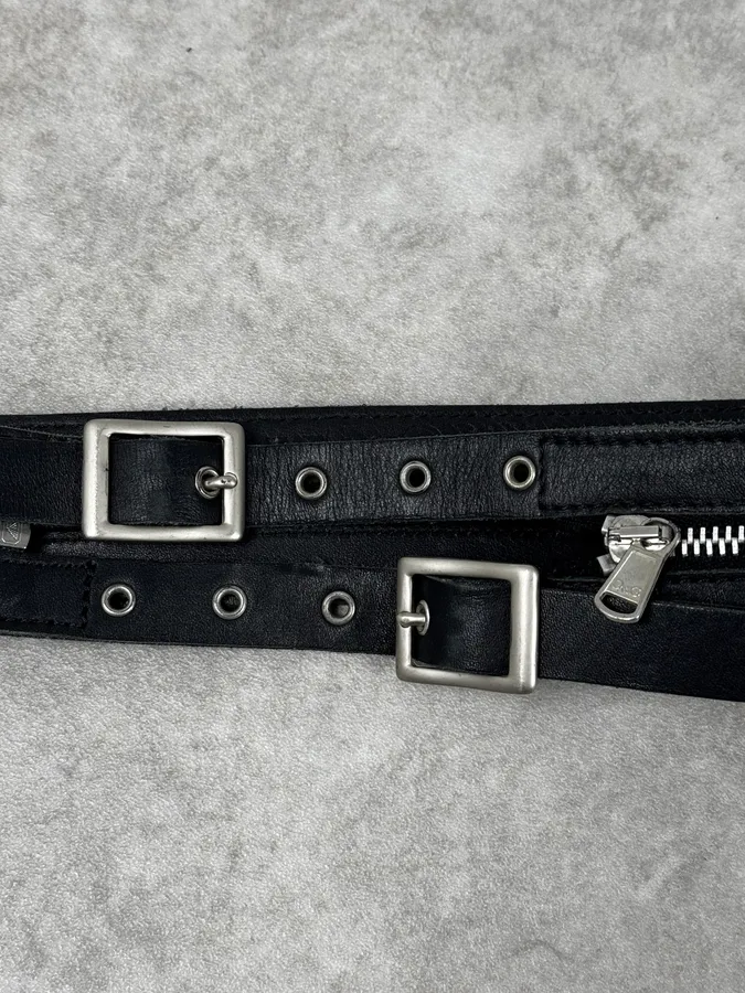 AW2003 Dolce & Gabbana Detachable Zip Black Leather Belt - Image 4