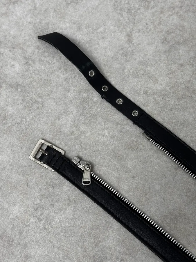 AW2003 Dolce & Gabbana Detachable Zip Black Leather Belt - Image 7