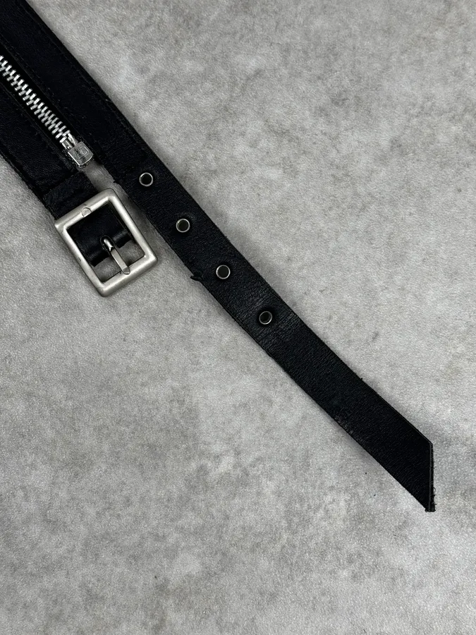 AW2003 Dolce & Gabbana Detachable Zip Black Leather Belt - Image 9