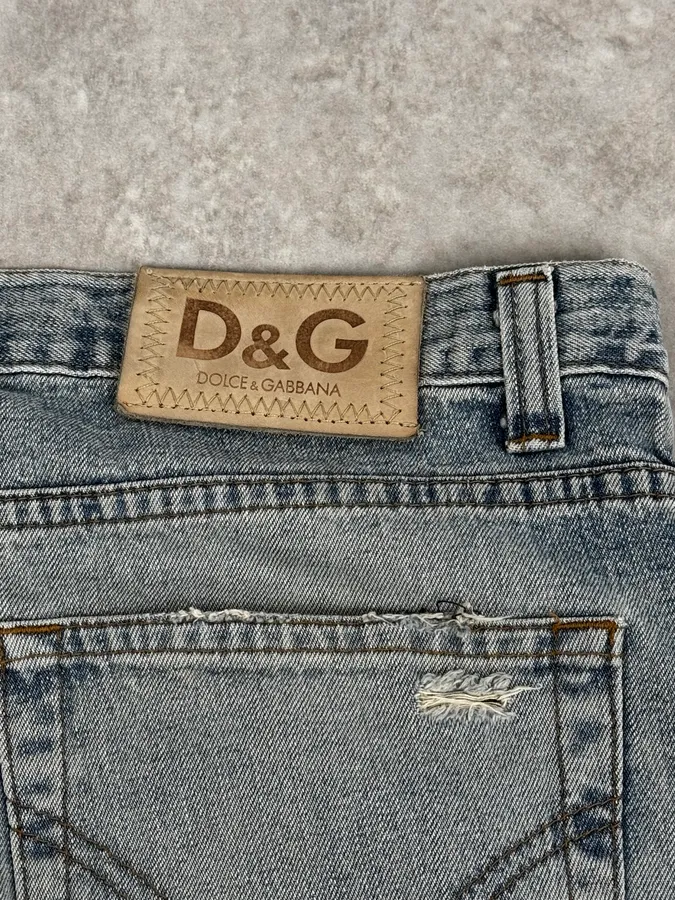 AW2003 Dolce & Gabbana Distressed Blue Denim Jeans - Image 9