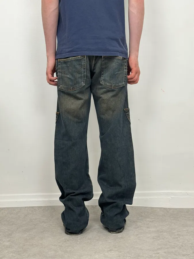 AW2003 Dolce & Gabbana Double Waisted Faded Cargo Denim Jeans - Image 4
