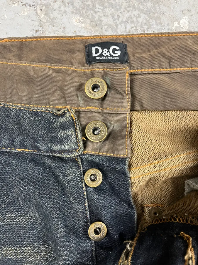 AW2003 Dolce & Gabbana Double-Waisted Faded Denim Cargo Pants - Image 11