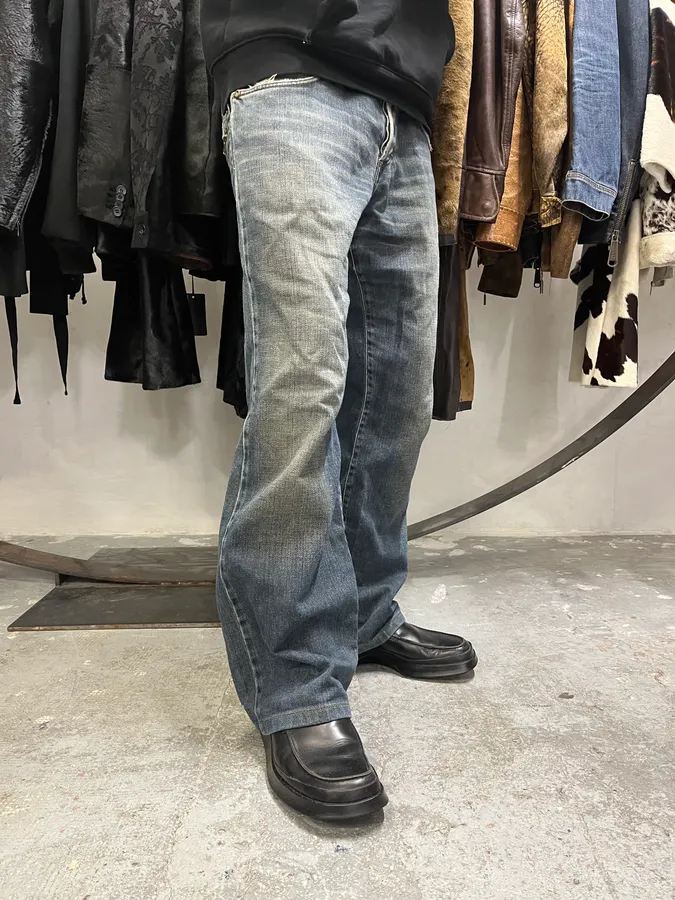 AW2003 Dolce & Gabbana Double Waisted Faded Denim Jeans - Image 3