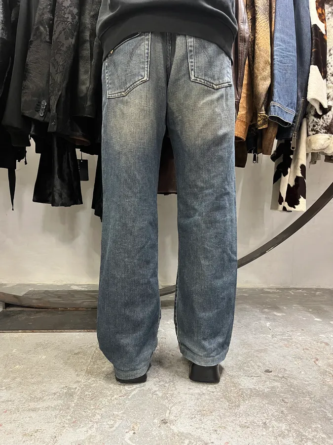 AW2003 Dolce & Gabbana Double Waisted Faded Denim Jeans - Image 4