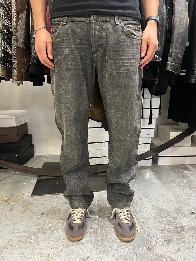 AW2003 Dolce & Gabbana Double Waisted Grey Eroded Denim Jeans - Image 2