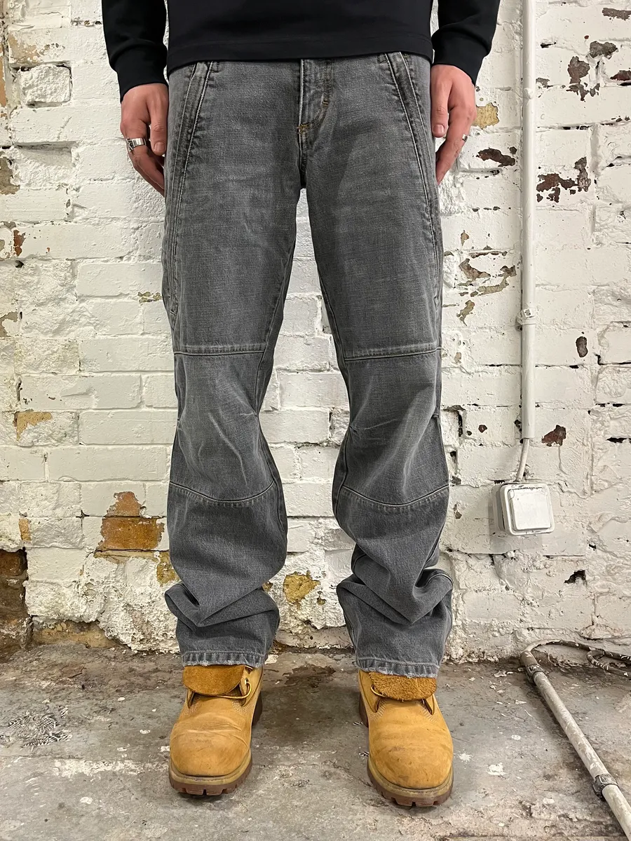 AW2003 Dolce & Gabbana Grey Anatomic Zip Bondage Denim Jeans