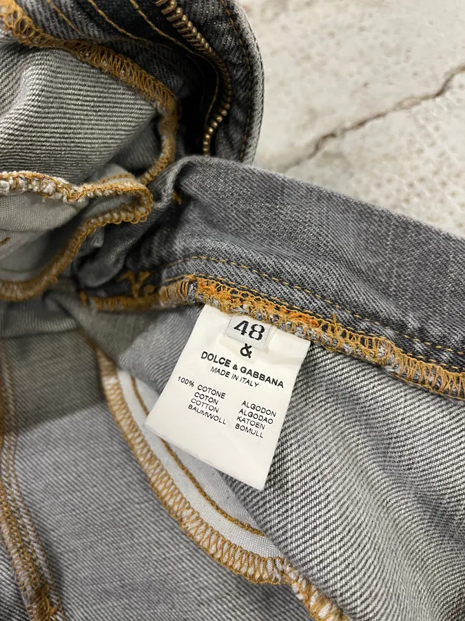 AW2003 Dolce & Gabbana Grey Anatomic Zip Bondage Denim Jeans - Image 13