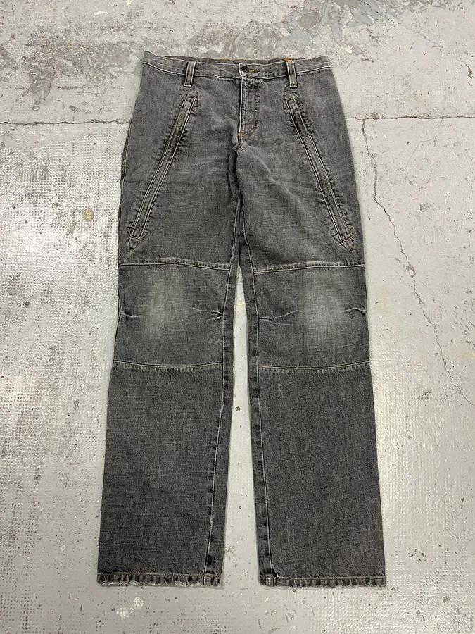 AW2003 Dolce & Gabbana Grey Anatomic Zip Bondage Denim Jeans - Image 5