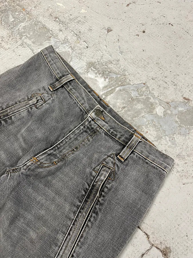 AW2003 Dolce & Gabbana Grey Anatomic Zip Bondage Denim Jeans - Image 7
