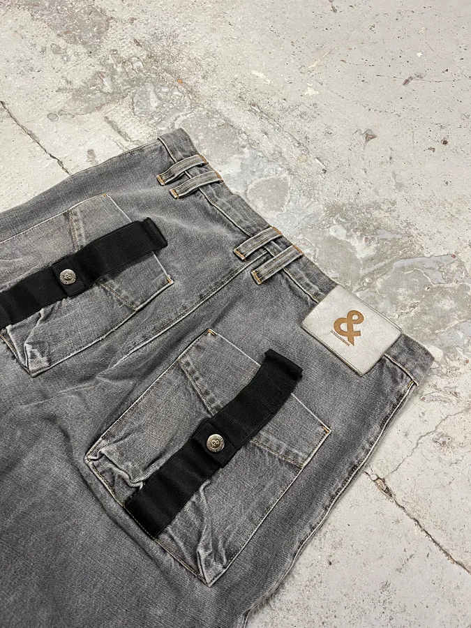 AW2003 Dolce & Gabbana Grey Anatomic Zip Bondage Denim Jeans - Image 9