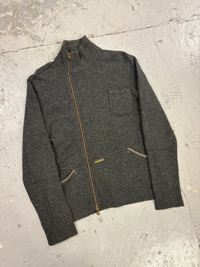 AW2003 Dolce & Gabbana Grey Asymmetrical Wool Cardigan Sweater - Image 4