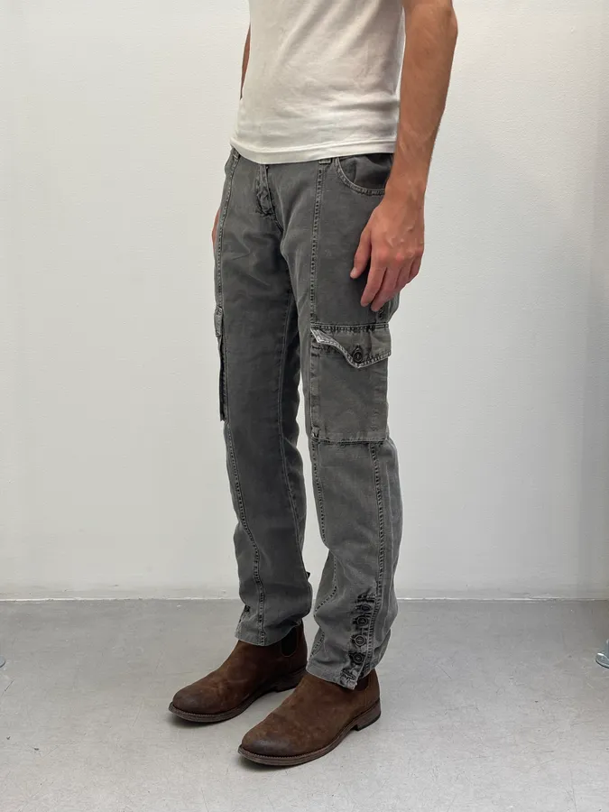 AW2003 Dolce & Gabbana Grey Cargo Utility Pants - Image 3