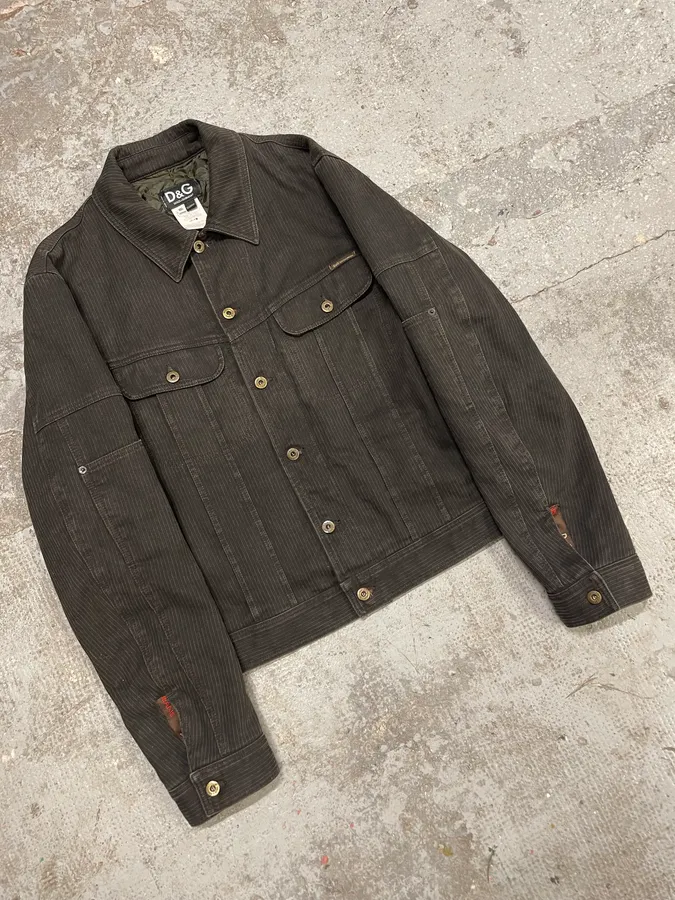 AW2003 Dolce & Gabbana Grey Corduroy Buttoned Jacket - Image 4
