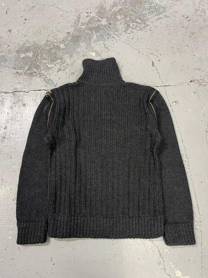 AW2003 Dolce & Gabbana Grey Detachable Sleeves Zip Sweater - Image 7