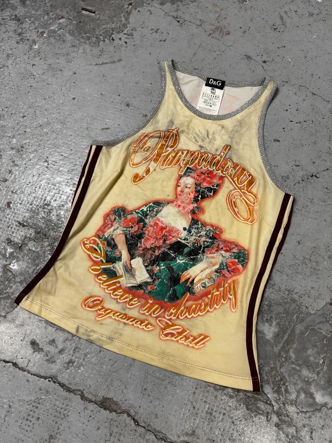 AW2003 Dolce & Gabbana Grey Modern Face Tank Top - Image 3