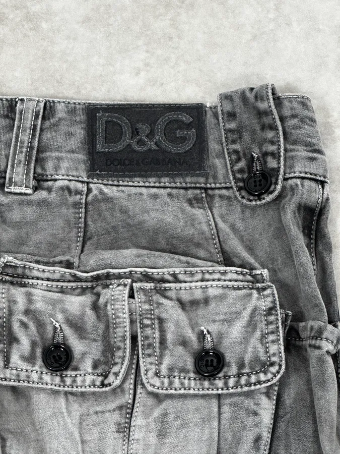 AW2003 Dolce & Gabbana Grey Multi-Pocket Eroded Cargo Pants - Image 10