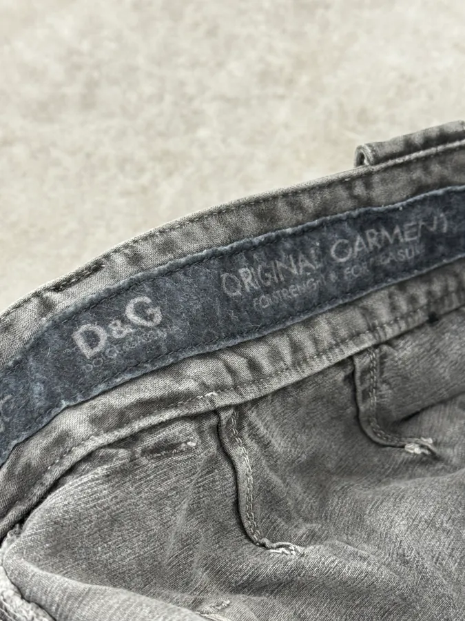 AW2003 Dolce & Gabbana Grey Multi-Pocket Eroded Cargo Pants - Image 11