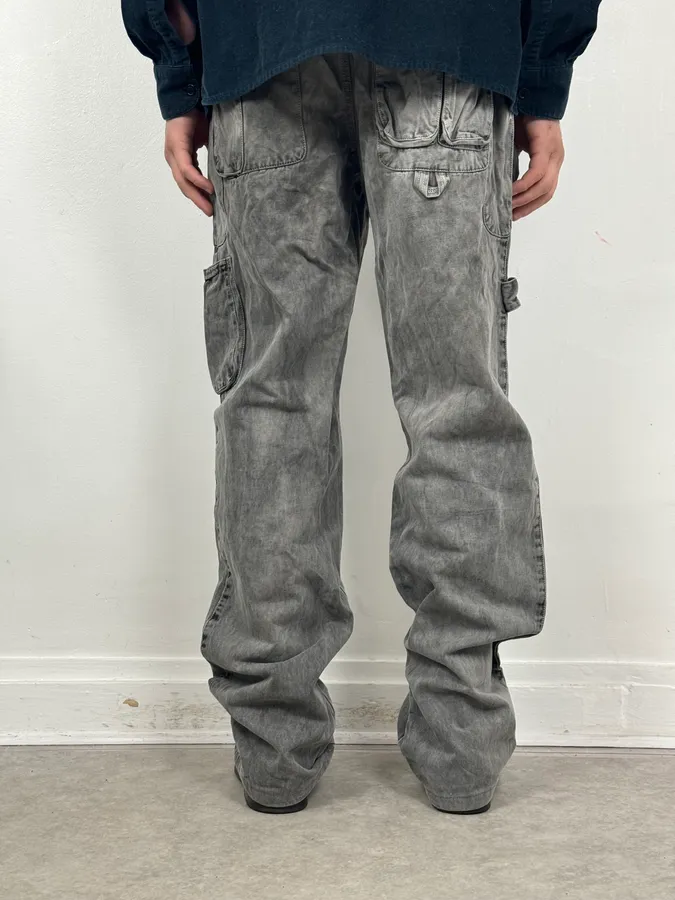 AW2003 Dolce & Gabbana Grey Multi-Pocket Eroded Cargo Pants - Image 4