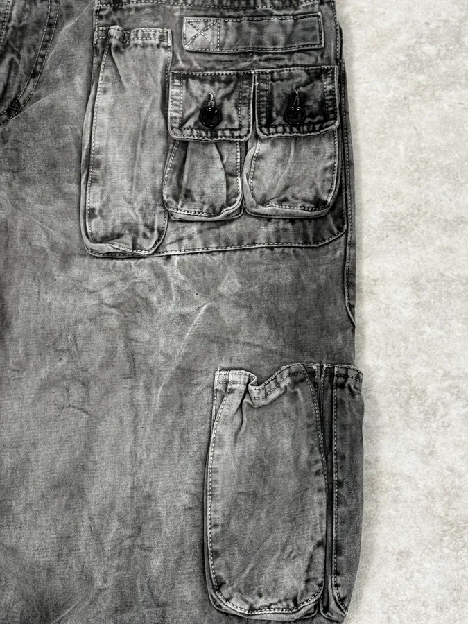 AW2003 Dolce & Gabbana Grey Multi-Pocket Eroded Cargo Pants - Image 8