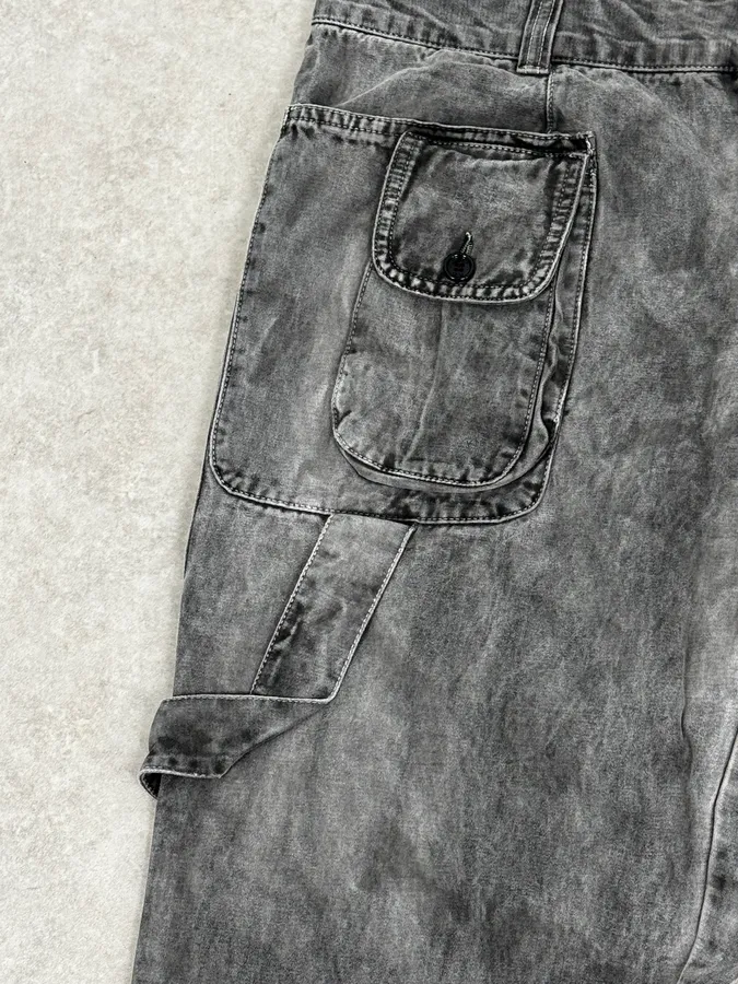 AW2003 Dolce & Gabbana Grey Multi-Pocket Eroded Cargo Pants - Image 9