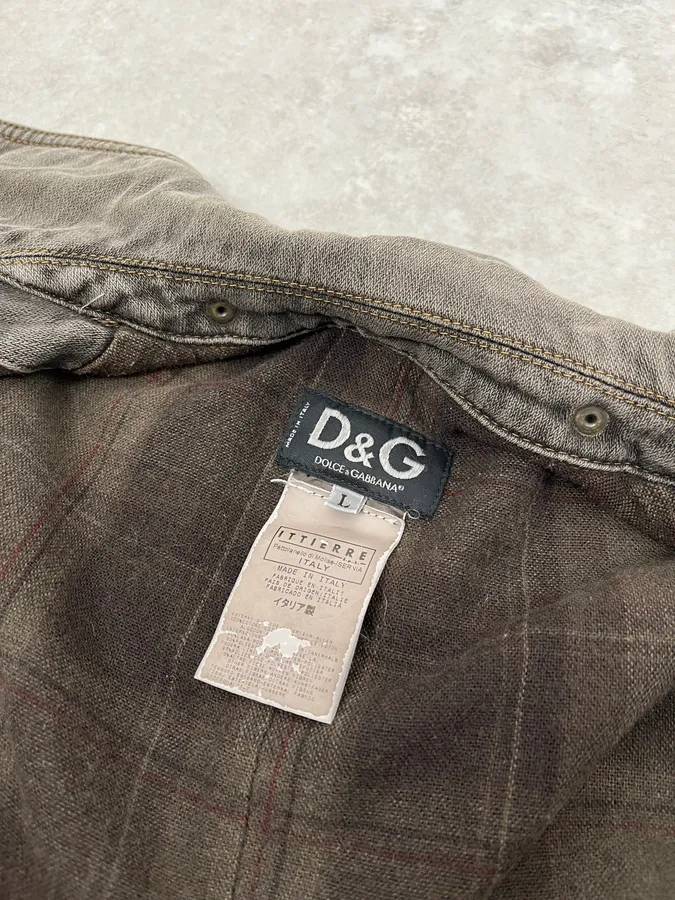 AW2003 Dolce & Gabbana Grey Multi Pockets Denim Jacket - Image 12